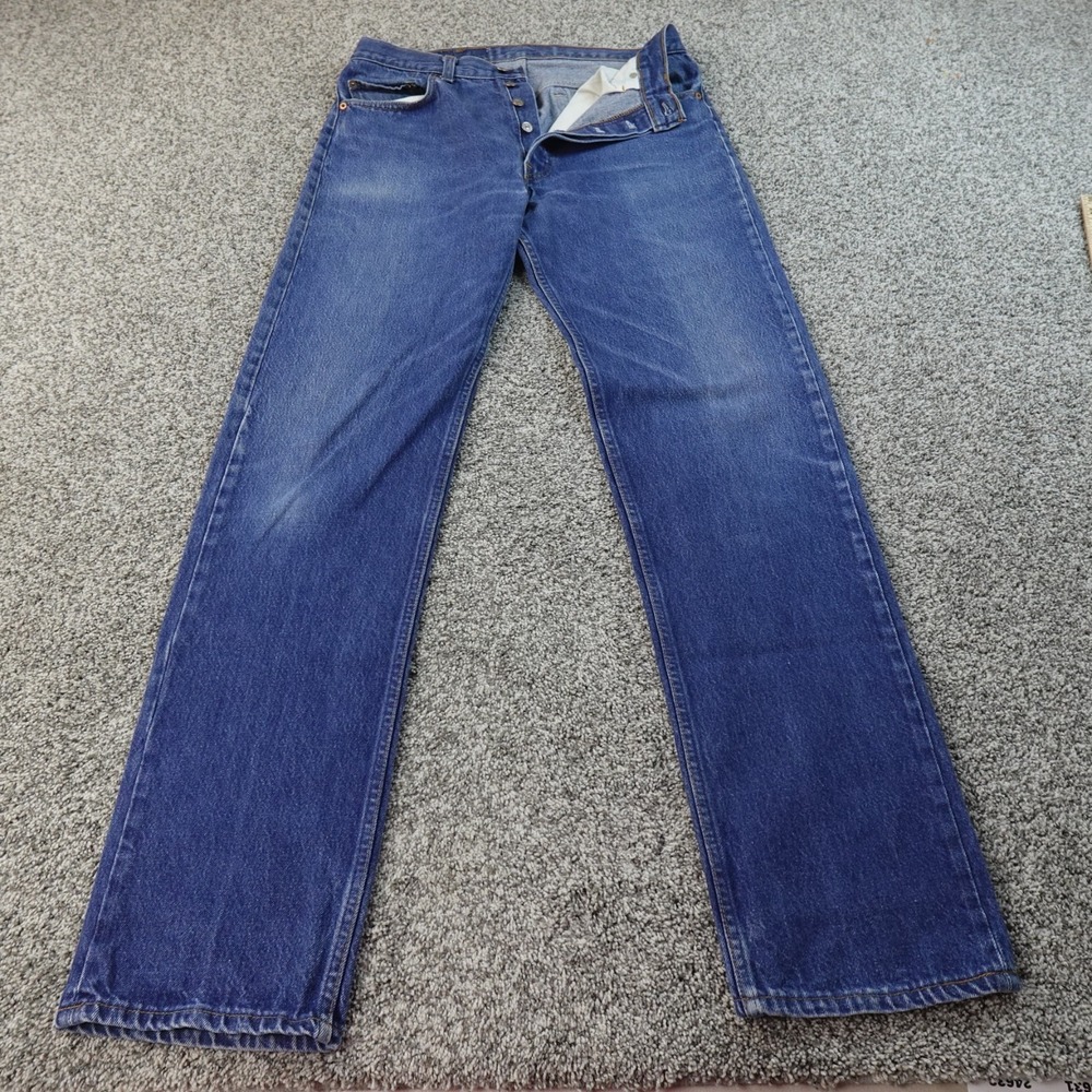 VTG Levis Jeans Mens 32X35 Dark Blue Denim Pants 501 Button Fly USA Fade 70s 80s